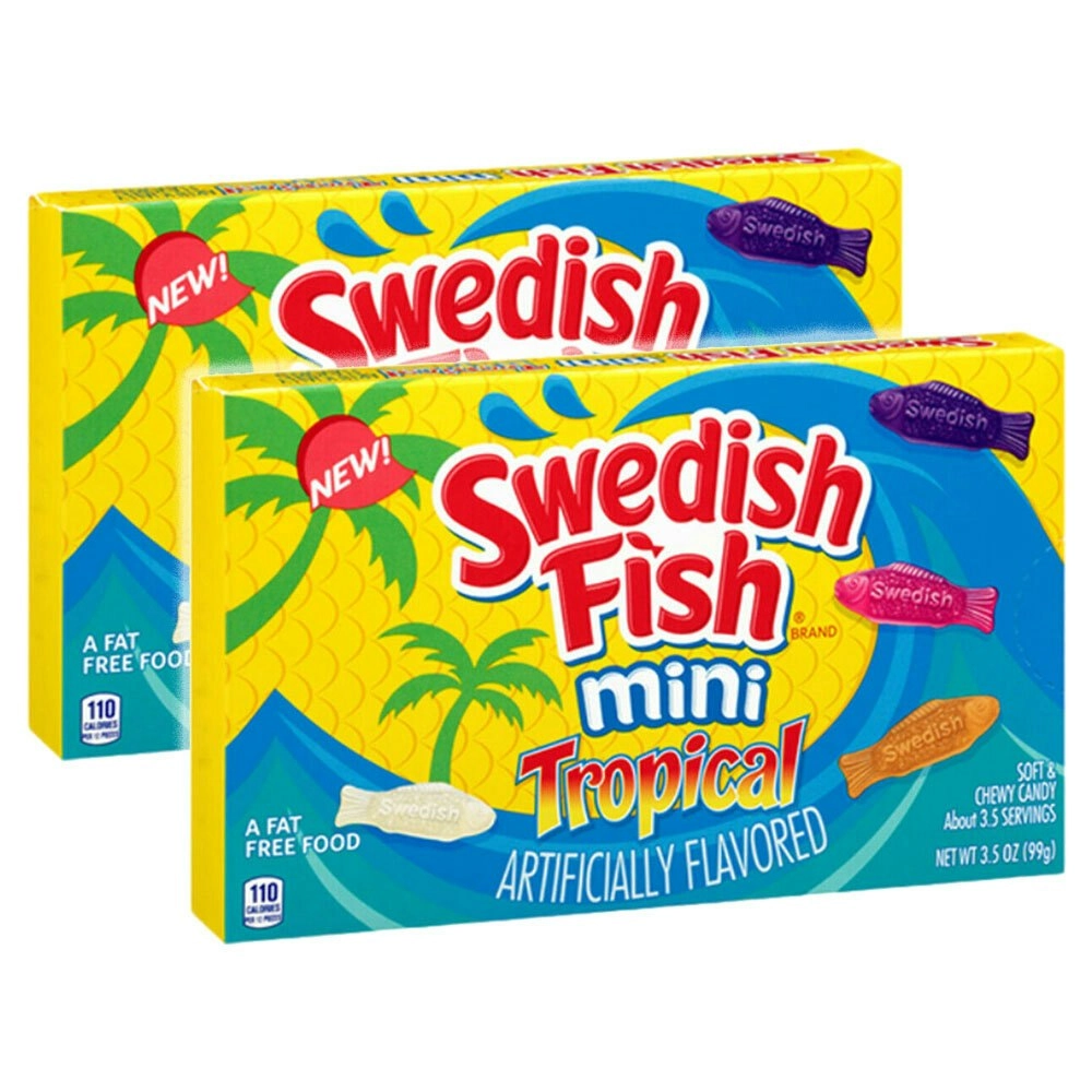 2x Swedish 99g Fish Move Box Mini Tropical Candy Confectionery Soft Chewy