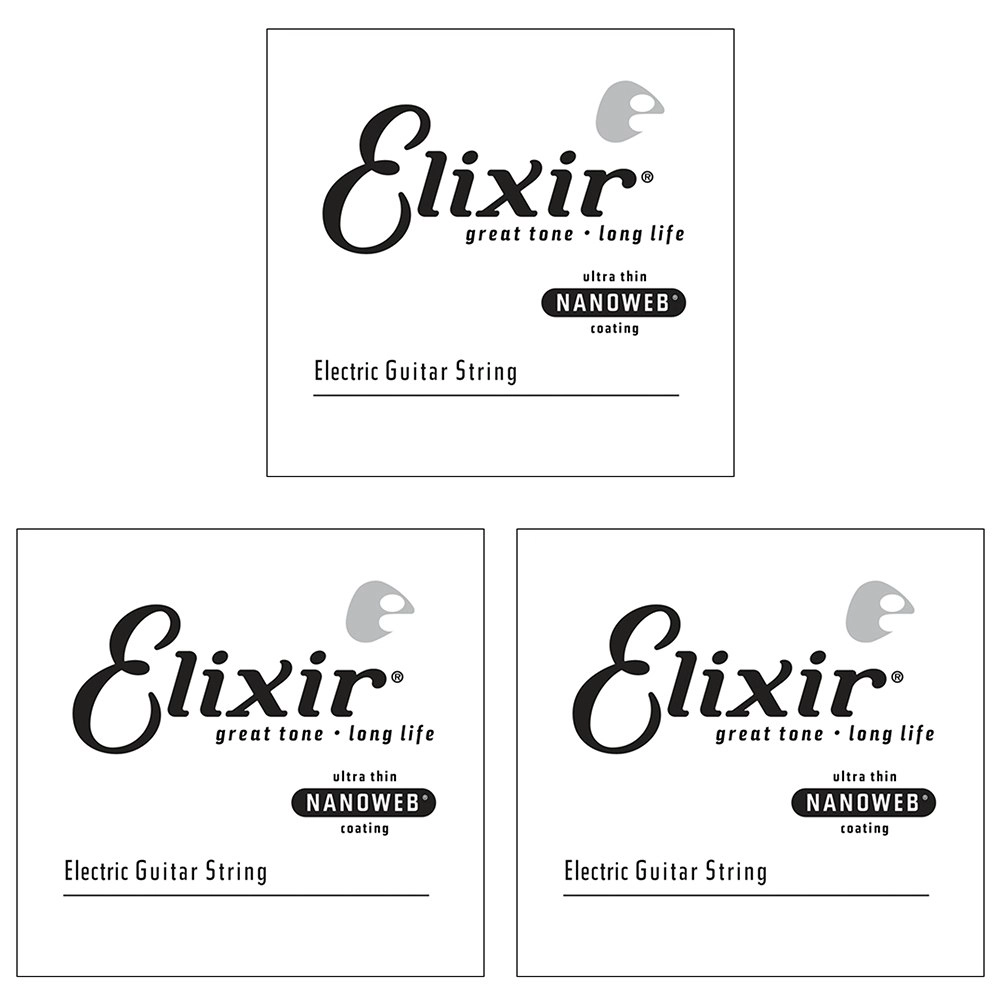 3x Elixir #15226 Electric Guitar Instrument Nano Coating 0.026 Single String