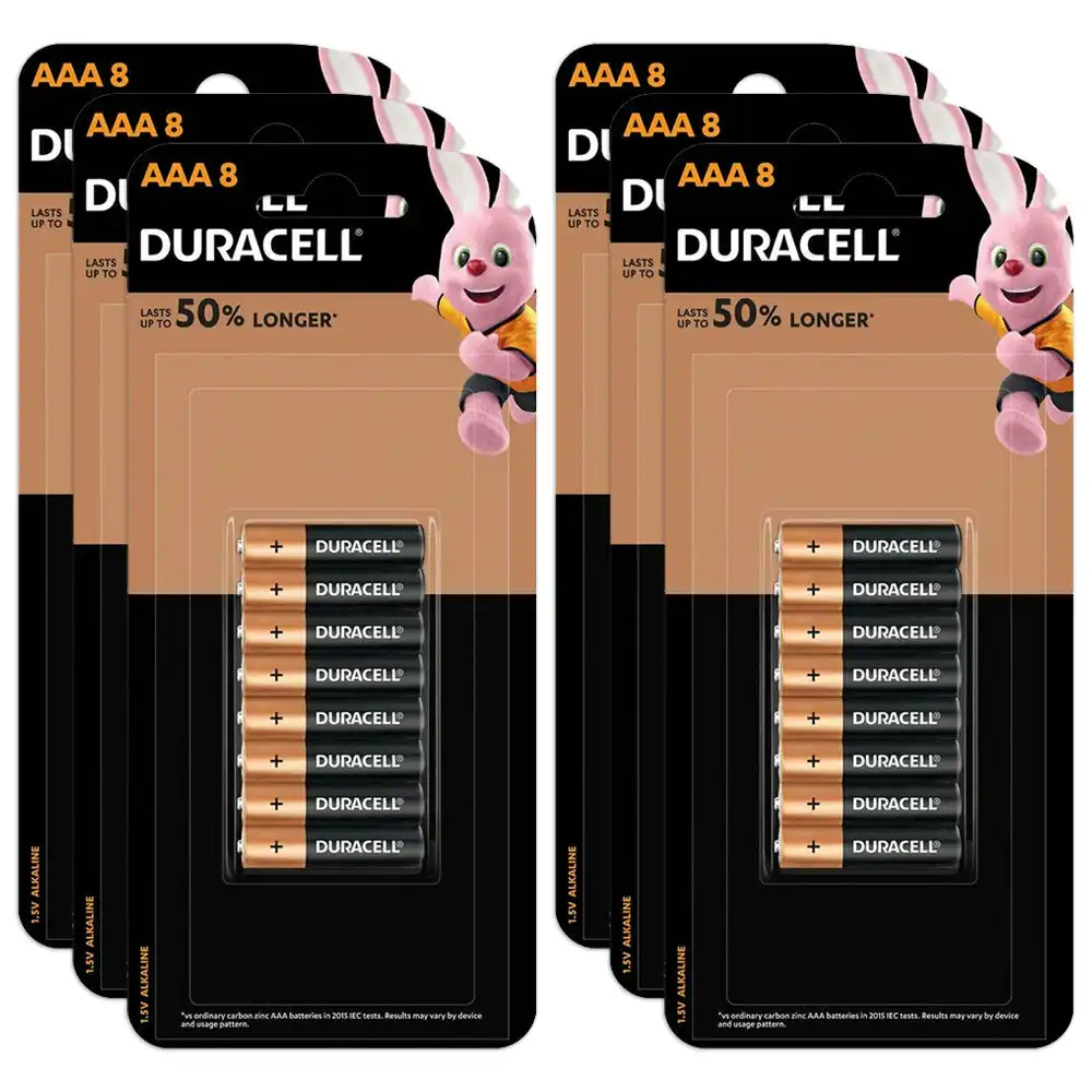 6x 8pc Duracell Coppertop AAA Size Alkaline Battery Single Use Batteries