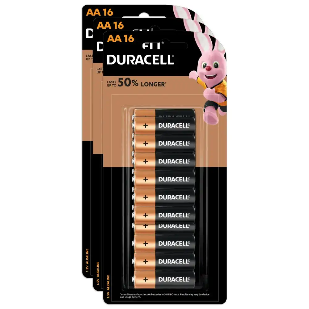 3x 16pc Duracell Coppertop AA Size Alkaline Battery Single Use Batteries