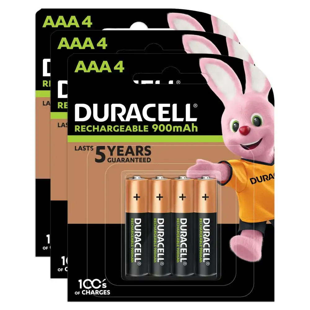 3x 4pc Duracell Rechargeable AAA Size Battery Ni-MH 2500mAh Reusable Batteries