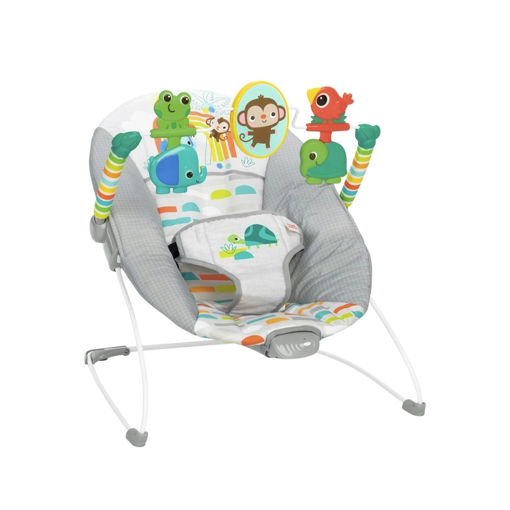 Bright Starts Playful Paradise Vibrating Baby Bouncer Rocker Chair Play Set 0-6m