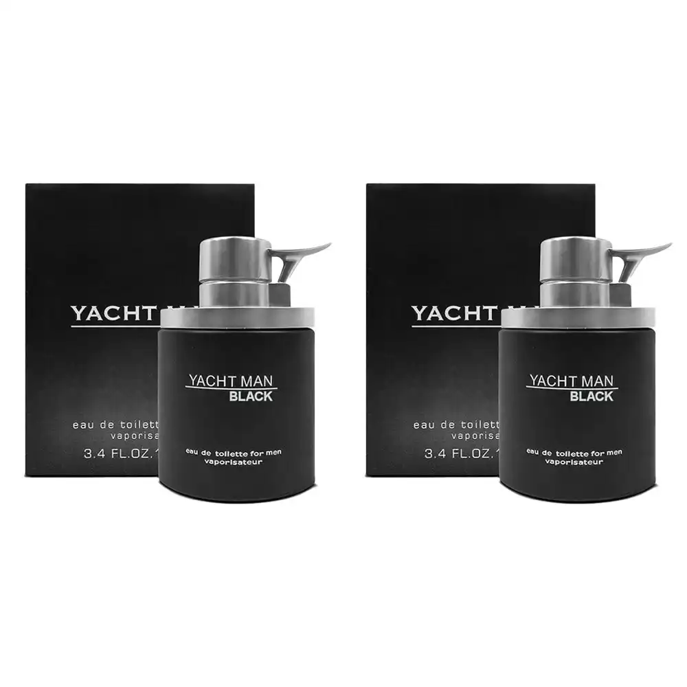 2x Myrurgia Yacht Man Black Mens Fragrance Spray 100ml Eau De Toilette EDT