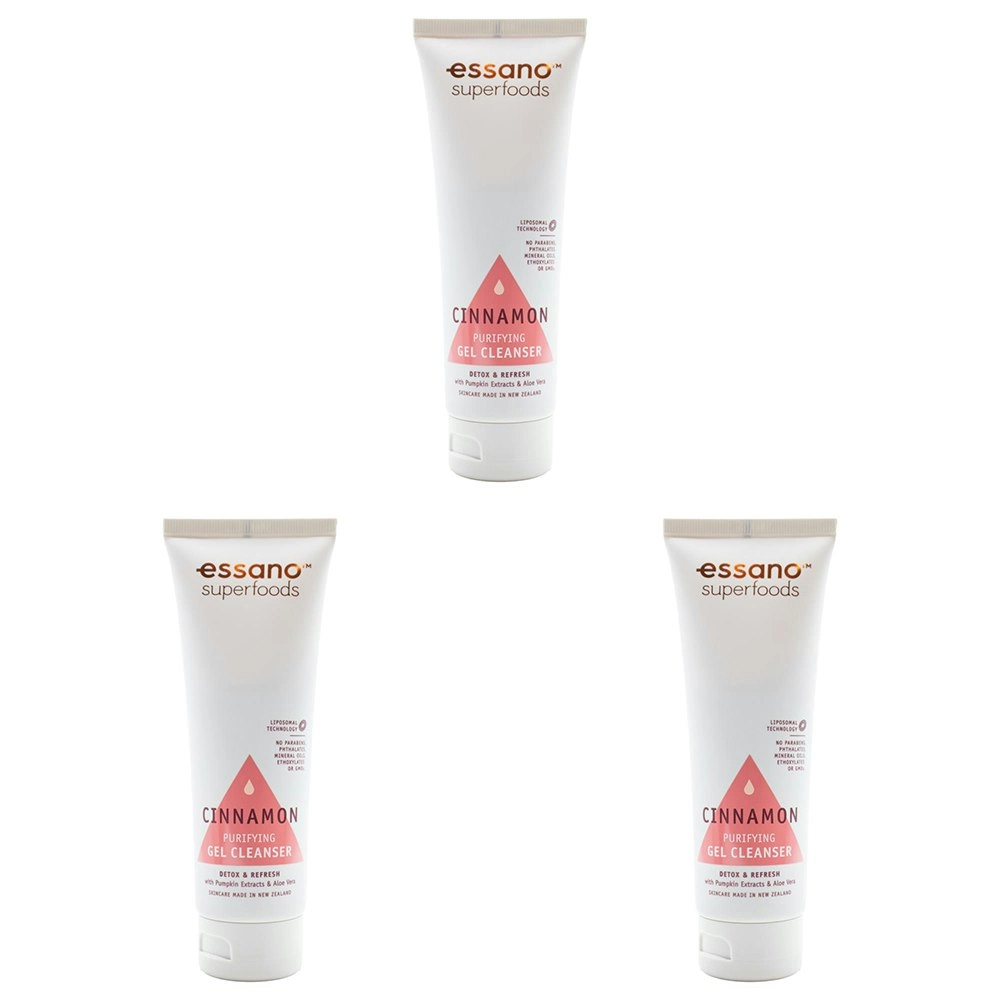 3x Essano Purifying Gel Cleanser Superfoods Skin Detox & Refresh Cinnamon 100ml