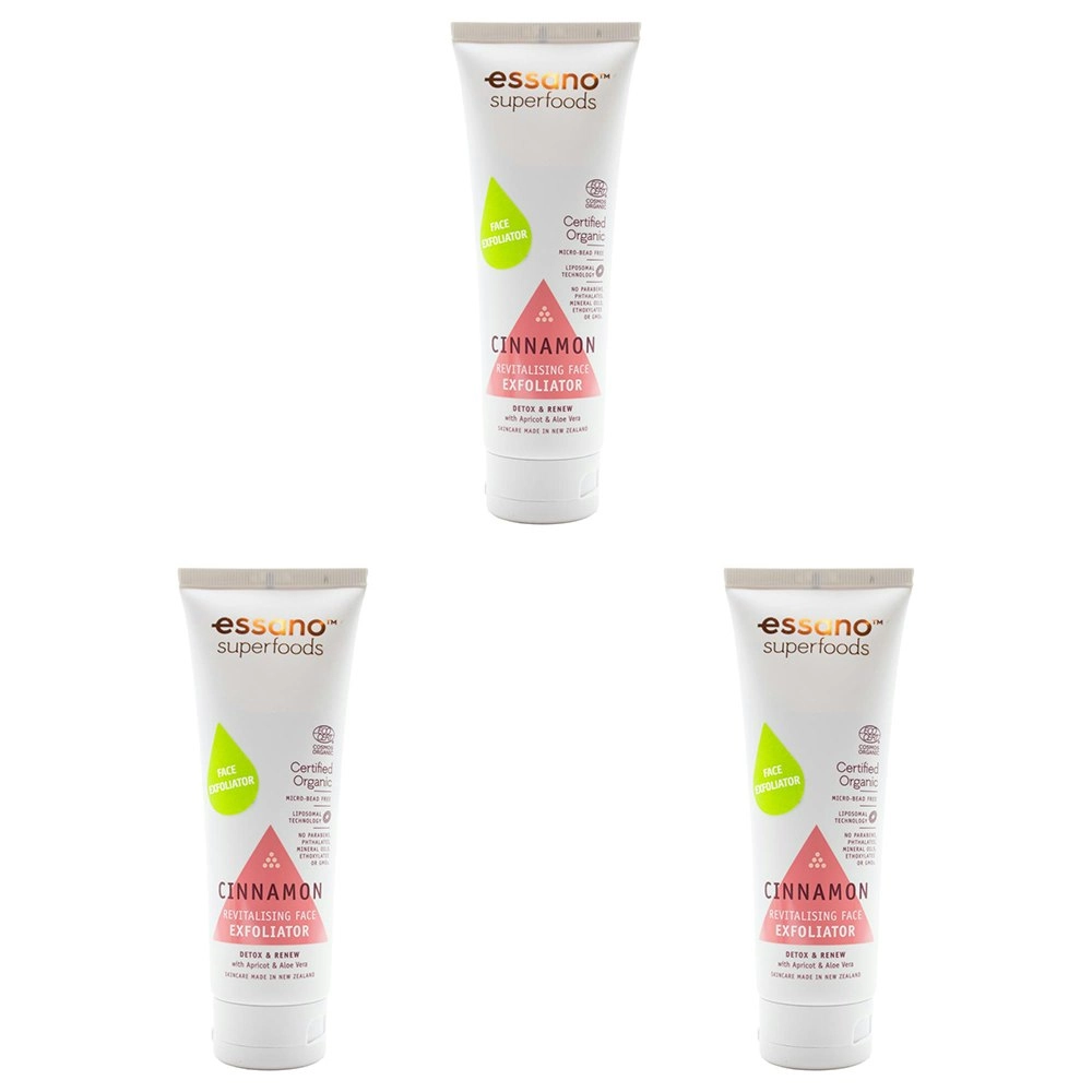 3x Essano Revitalising Face Exfoliator Superfoods Detox & Renew Cinnamon 100ml