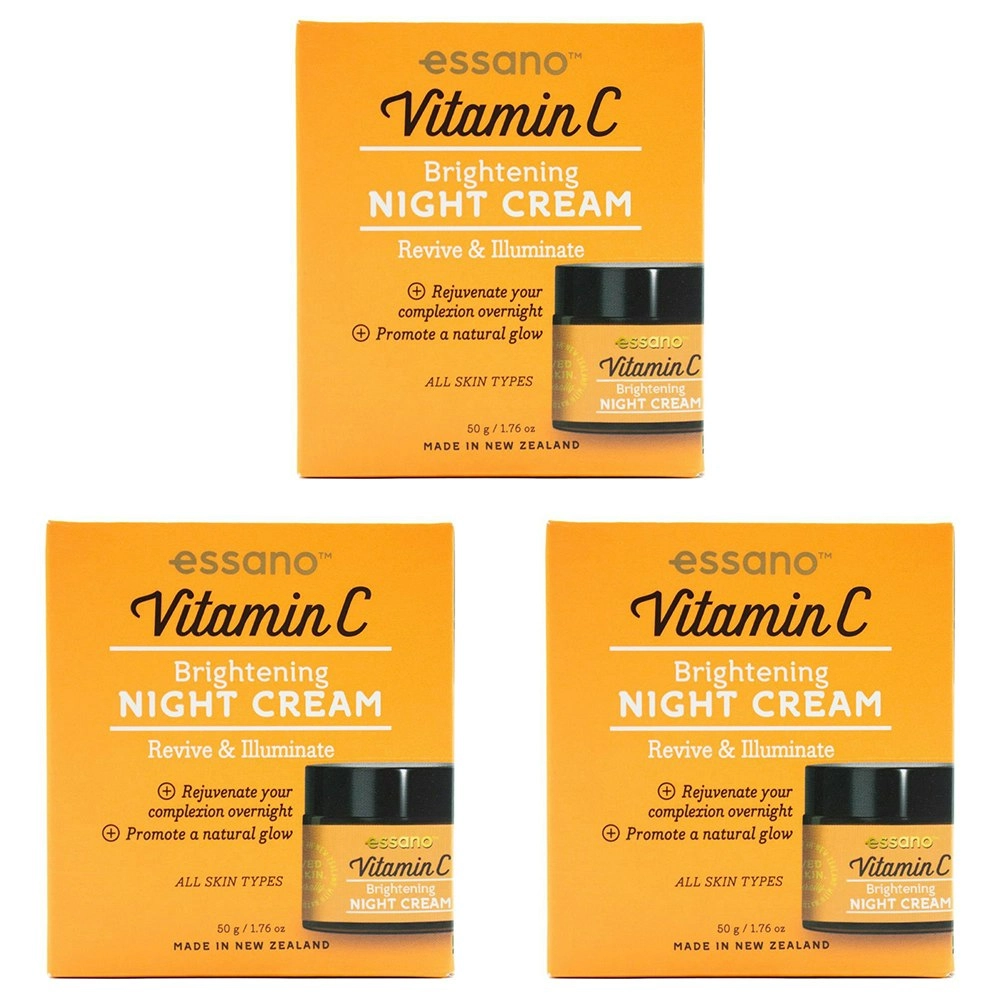 3x Essano Vitamin C Brightening Night Cream Revive & Illuminate Face Care 50g