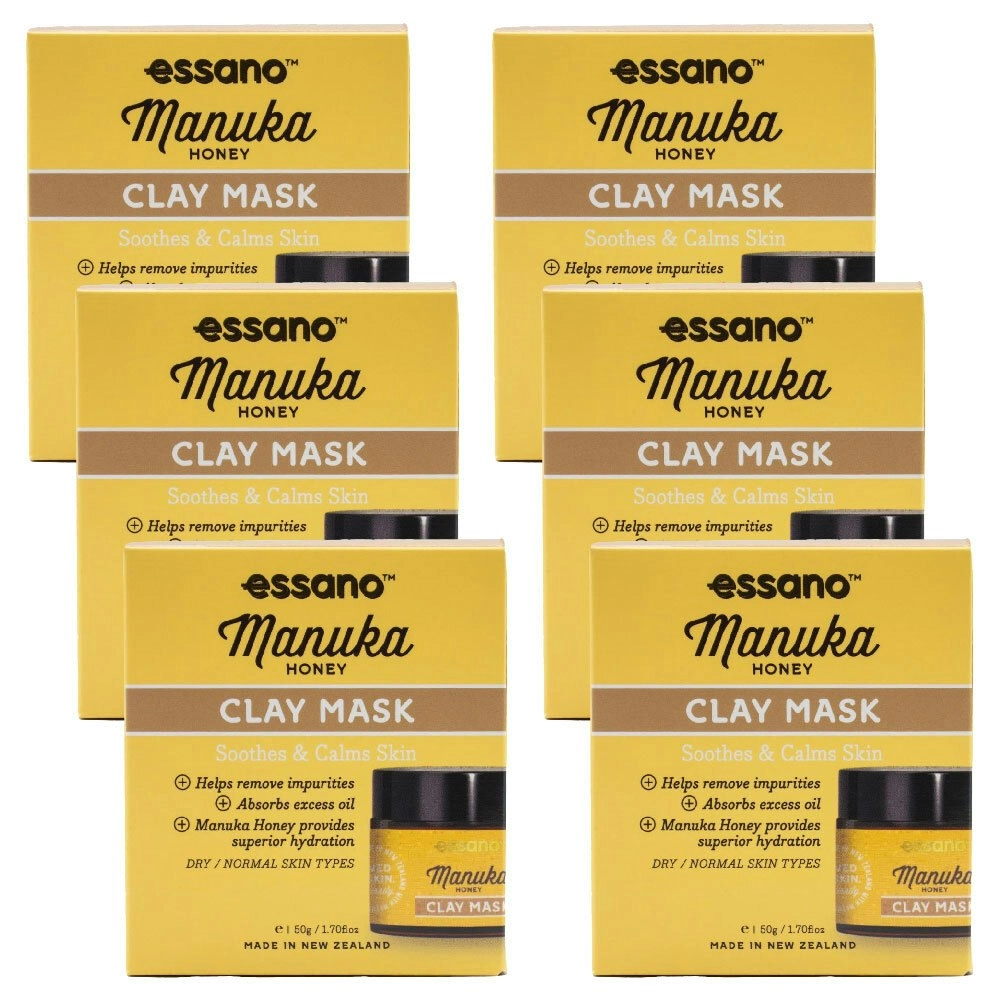 6x Essano Manuka Honey Clay Face Mask Moisturiser For Dry/Normal Skin Type 50g