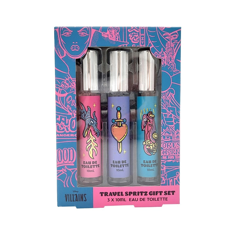 3pc Disney Villains Travel Spritz Perfume Scent Eau De Toilette Gift Set 10ml