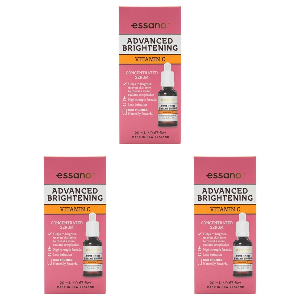 3x Essano Concentrated Serum Advanced Brightening Vitamin C Skin Hydration 20ml