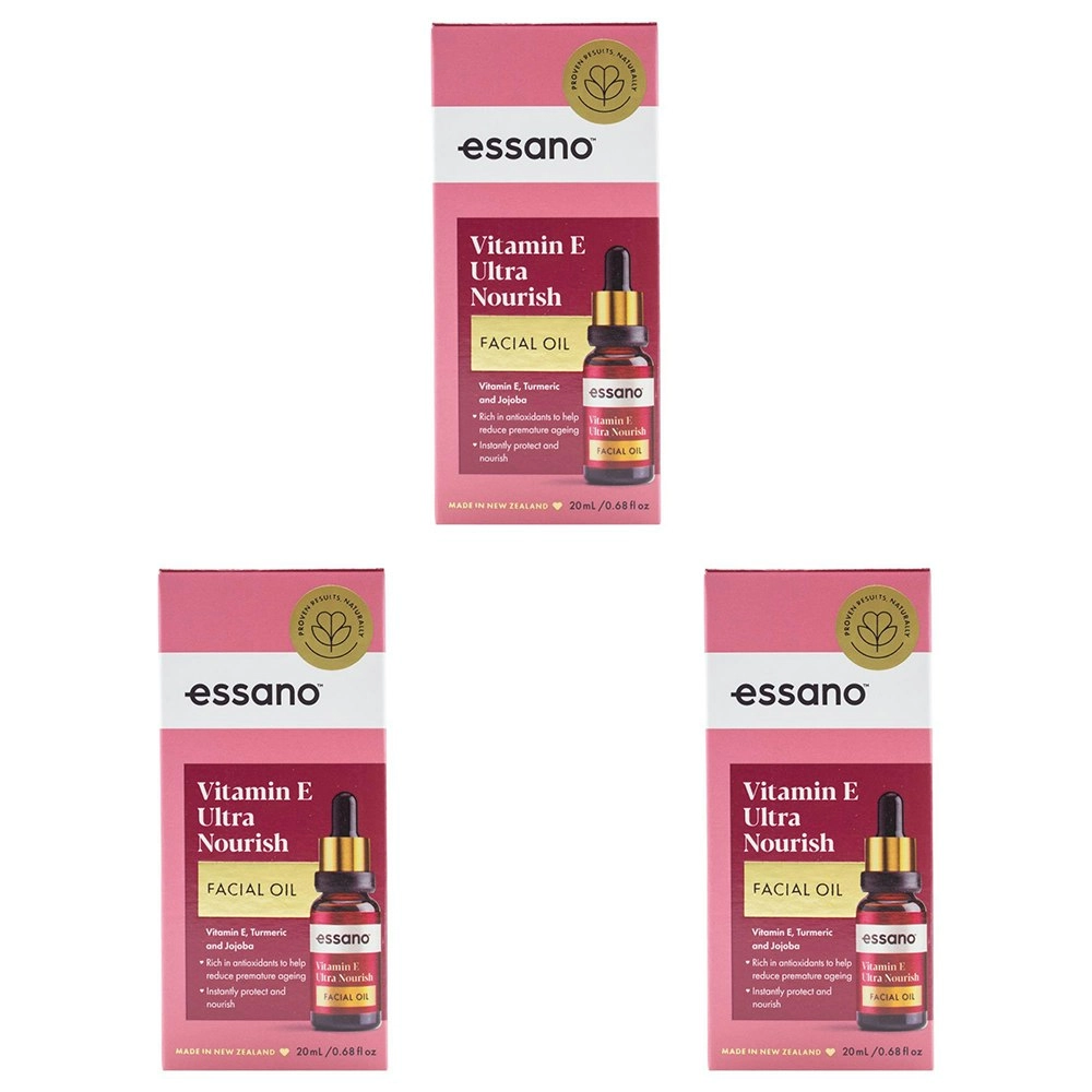 3x Essano Vitamin E Ultra Nourish Facial Oil Vitamin E Tumeric & Jojoba 20ml