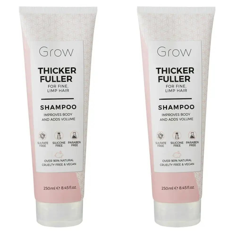 2x Grow Thicker Fuller 250ml Volume Shampoo Hair/Scalp Care For Fine/Limp Strand