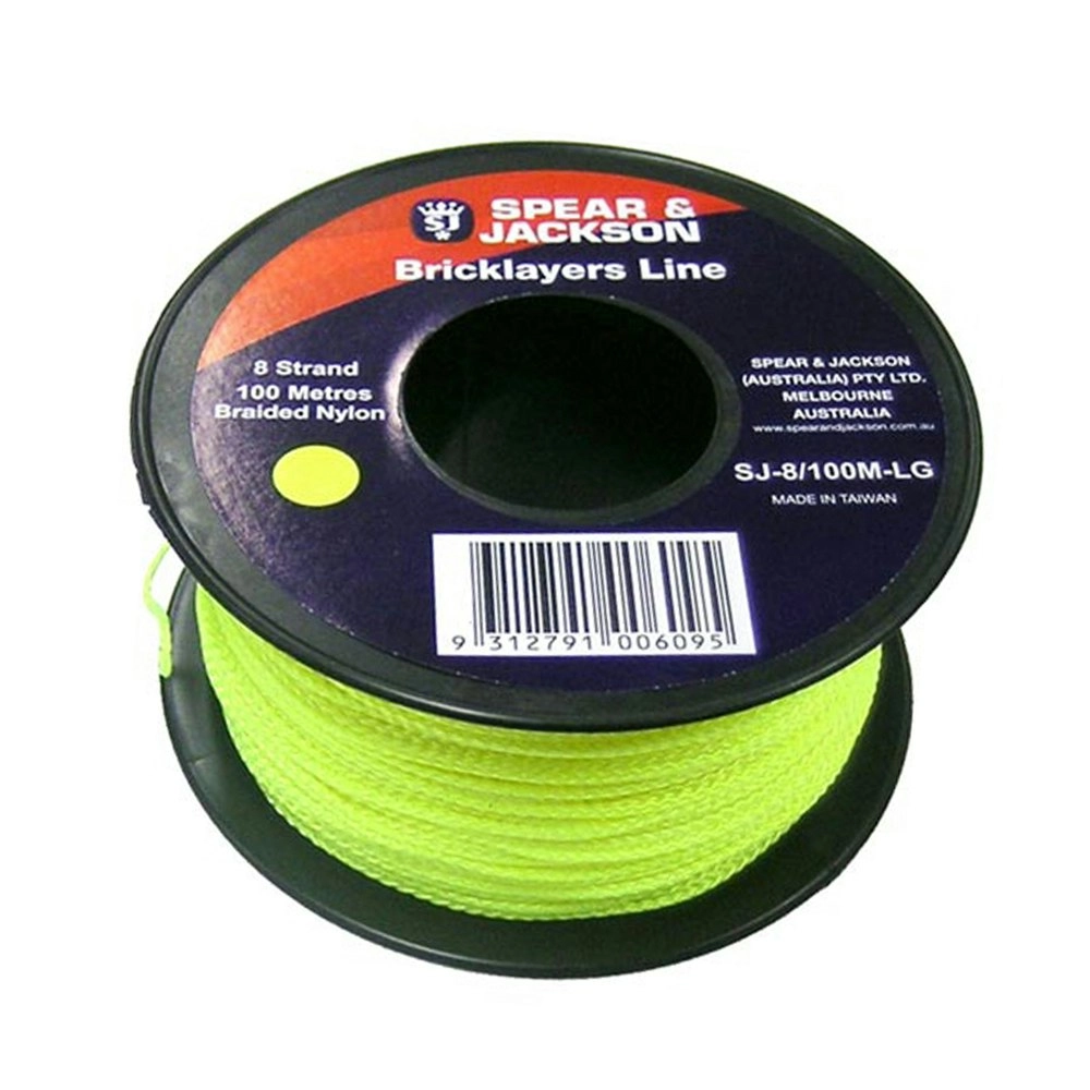 12pc Spear & Jackson 100m Brick Line 8-Strand Nylon Braided String Fluoro Green