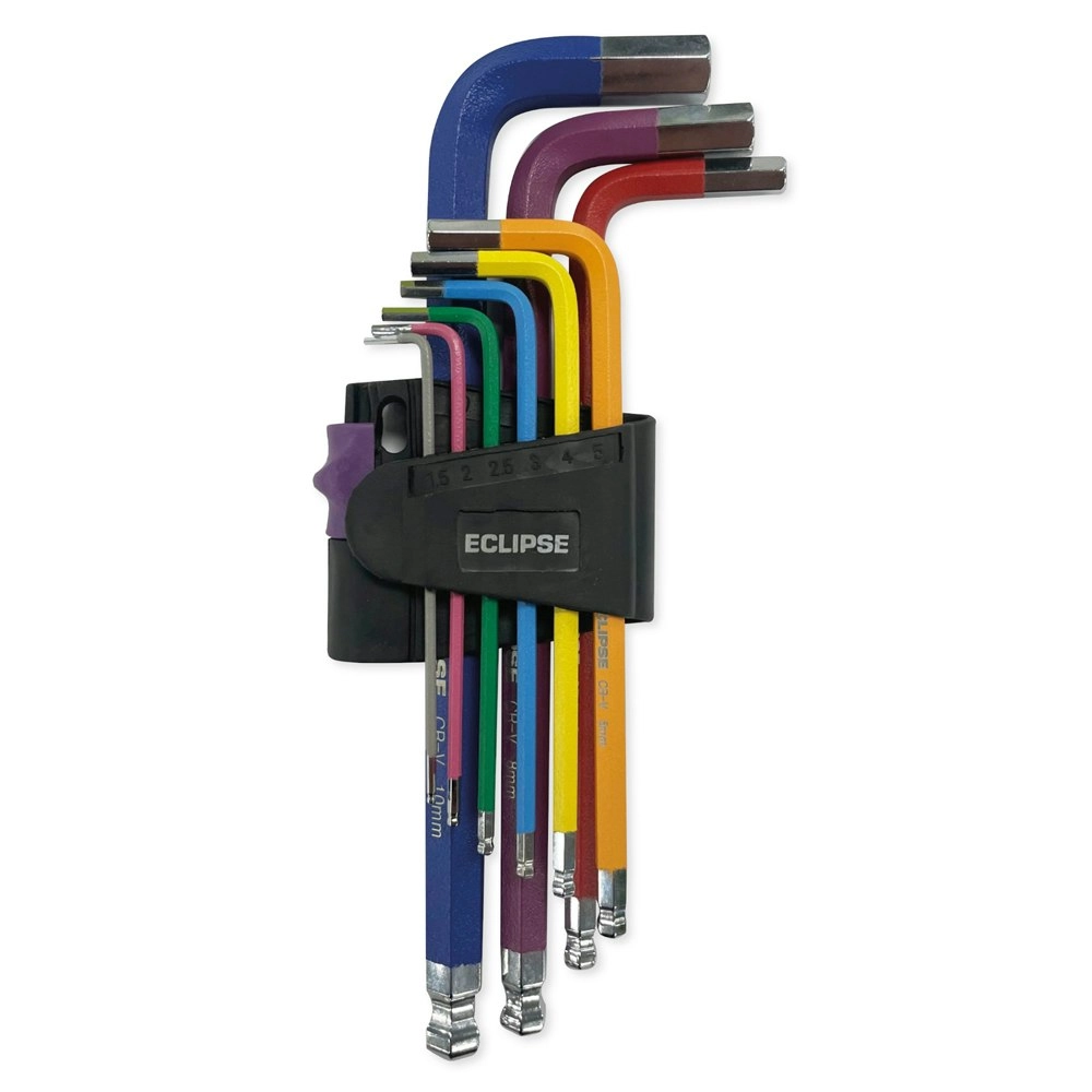 9pc Eclipse Pro Tools Hex Key 1.5-10mm Colour-Coded Metric Set Compact Folding