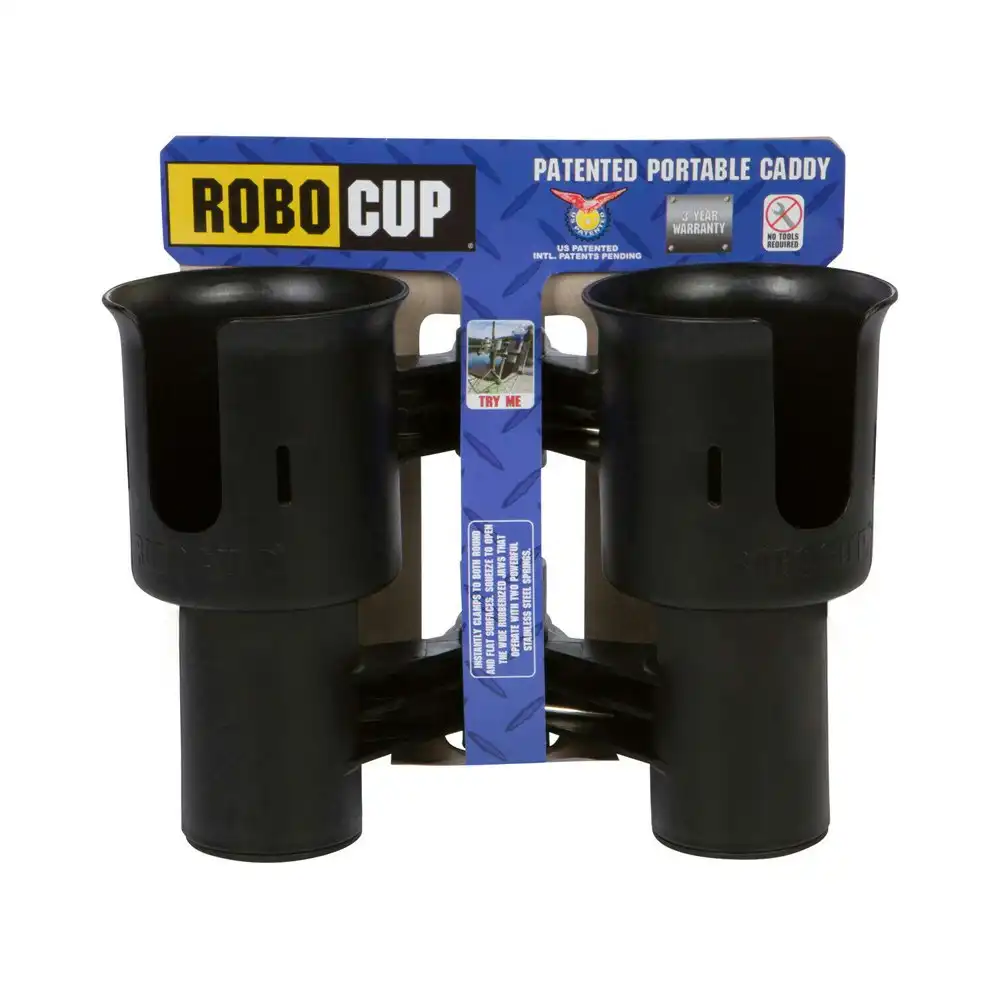 Robo Cup Portable 2-Drink Caddy/Bottle Holder Camping/Fishing Accessory Black