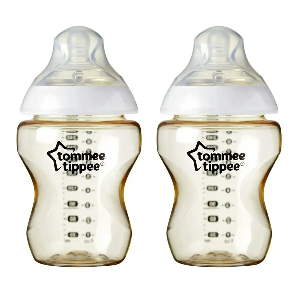 2x Tommee Tippee Closer To Nature Super Soft Silicone Teat Bottle 260ml 3M+