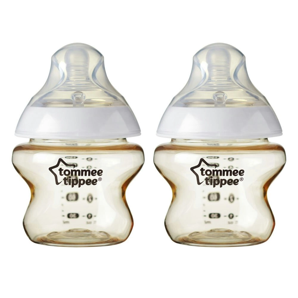 2x Tommee Tippee Closer To Nature Super Soft Silicone Teat Bottle 150ml 0M+