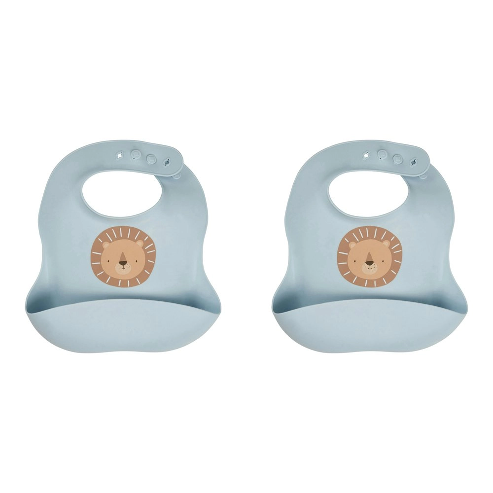 2x Splosh Baby Lion Silicone Feeding Bib Adjustable Food Catcher 24cm BLU 0+