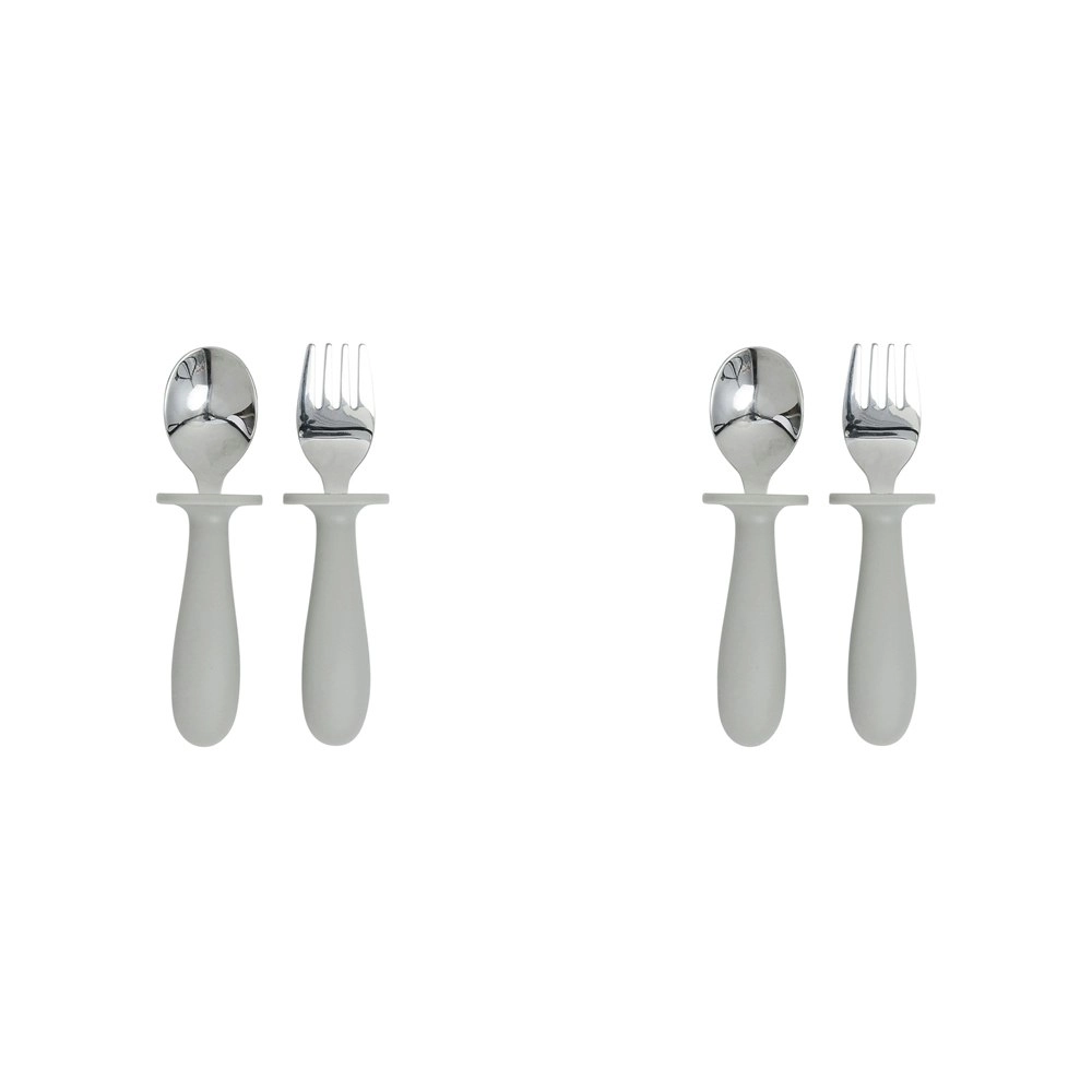 4pc Splosh Baby Elephant Stainless Steel Silicone Cutlery Set Spoon/Fork Grey 0+