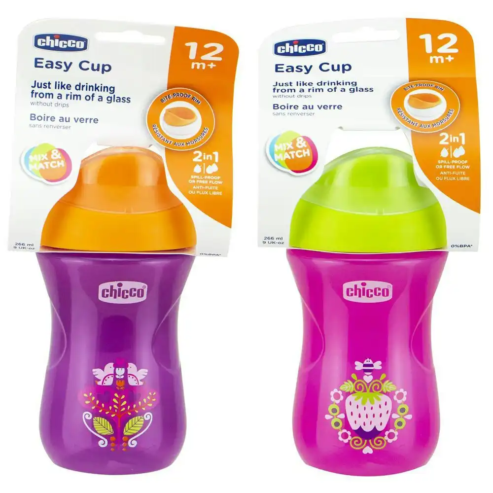 Chicco Nursing Baby 266ml Easy Cup Spill Proof Training Drink Sippy 12m+ Girl