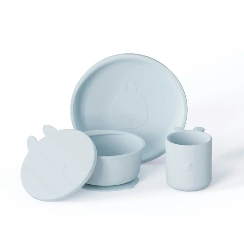 4pc My Pure Silicone Baby/Toddler Suction Meal Feeding Set Baby Blue  6M+