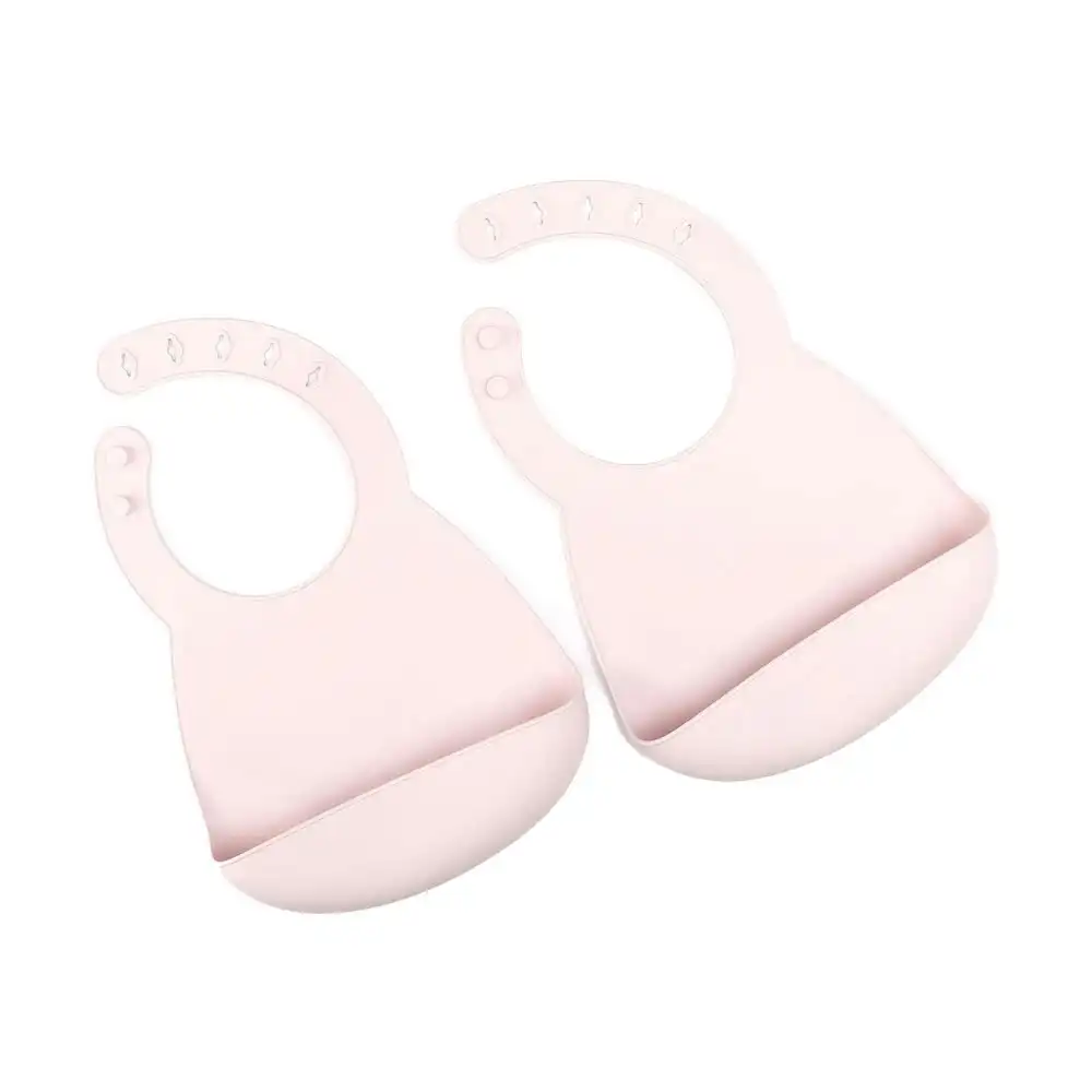 2pc My Pure Silicone Baby/Toddler Feeding Bibs Catcher Set - Blush 4M+