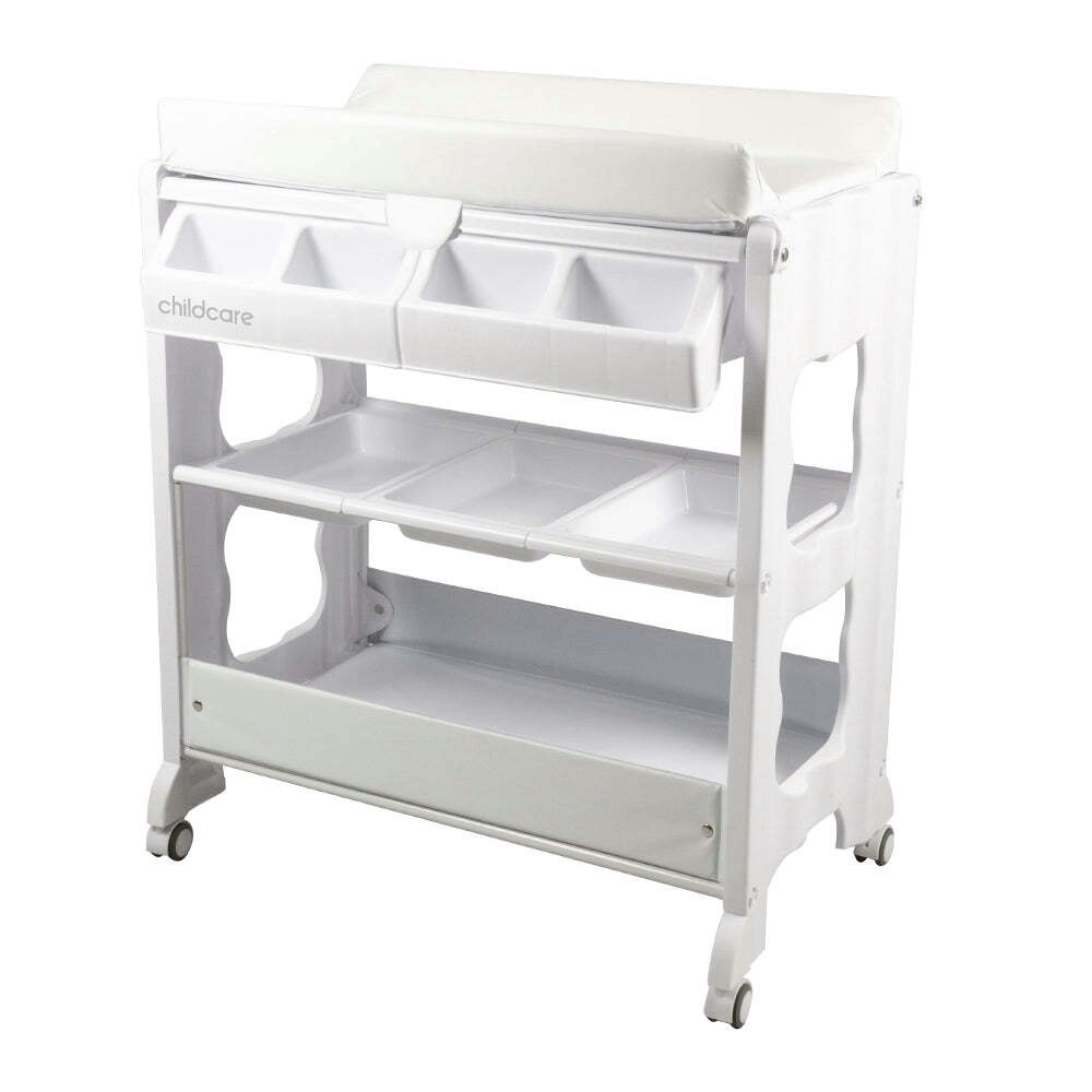 Childcare Palma Diaper/Nappy Change Centre Table w/Storage & Wheels - White 12M+