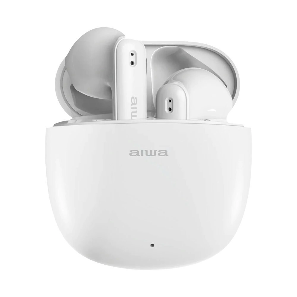 AIWA In-Ear Budstem True Wireless Bluetooth USB-A to USB-C Headphones White