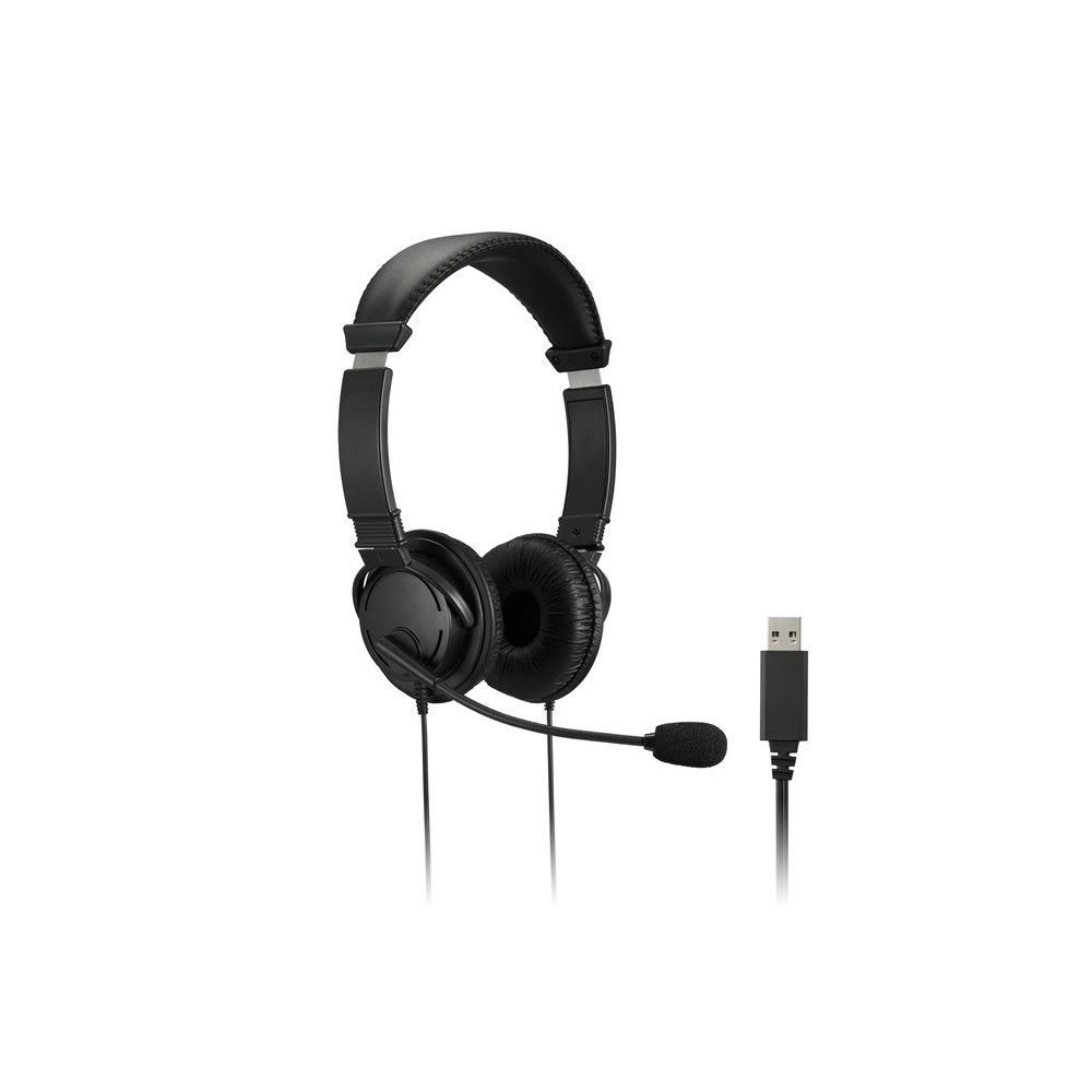 Kensington Hi-Fi USB-A Headphones w/ Microphone/Volume Control For Laptop Black