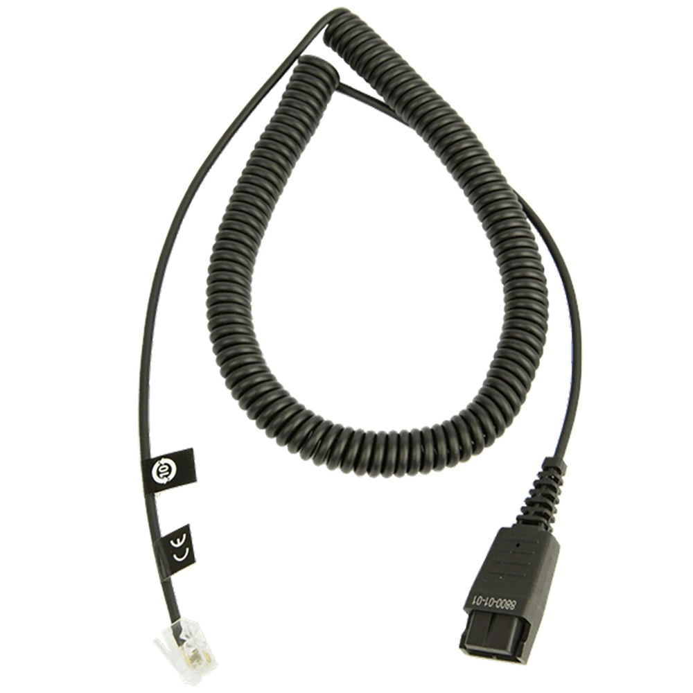 Jabra QD To Rj10 Modular Coiled Cord/Cable/Connector 2m For Headset/Phone