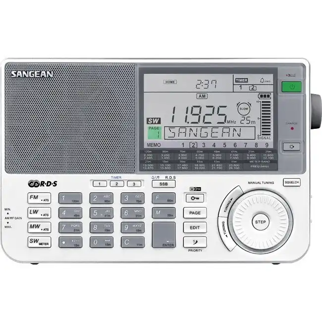 Sangean 215mm Portable Digital World Professional Multi-Band Radio Receiver WHT