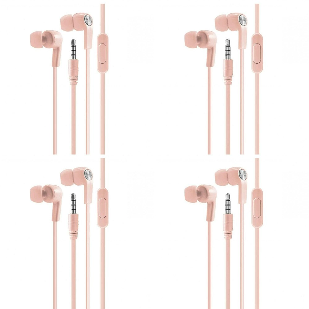 4x Laser 3.5mm AUX Wired 1.2m In-Ear Earphones w/Microphone For Smartphones Rose