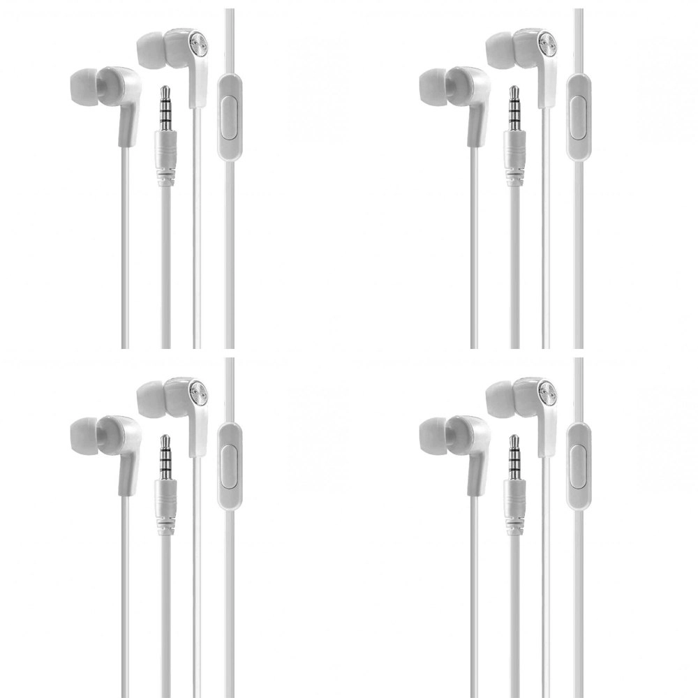 4x Laser 3.5mm AUX Wired 1.2m In-Ear Earphones w/ Microphone For Smartphones WHT