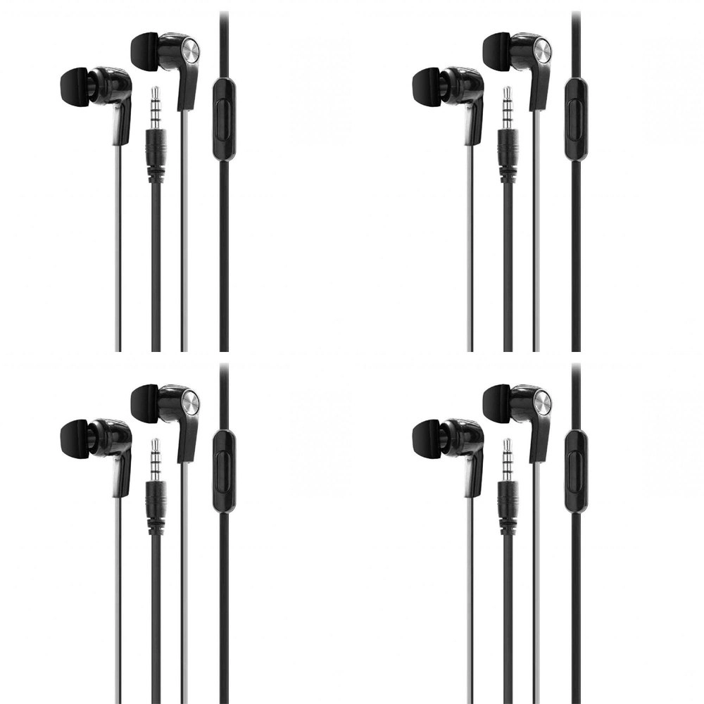 4x Laser 3.5mm AUX Wired 1.2m In-Ear Earphones w/ Microphone For Smartphones BLK