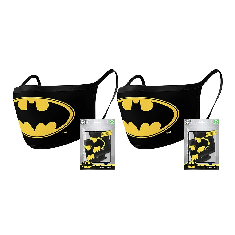 4pc DC Comics Batman Logo Themed Fabric Reusable Mask/Face Covering Yellow/Black