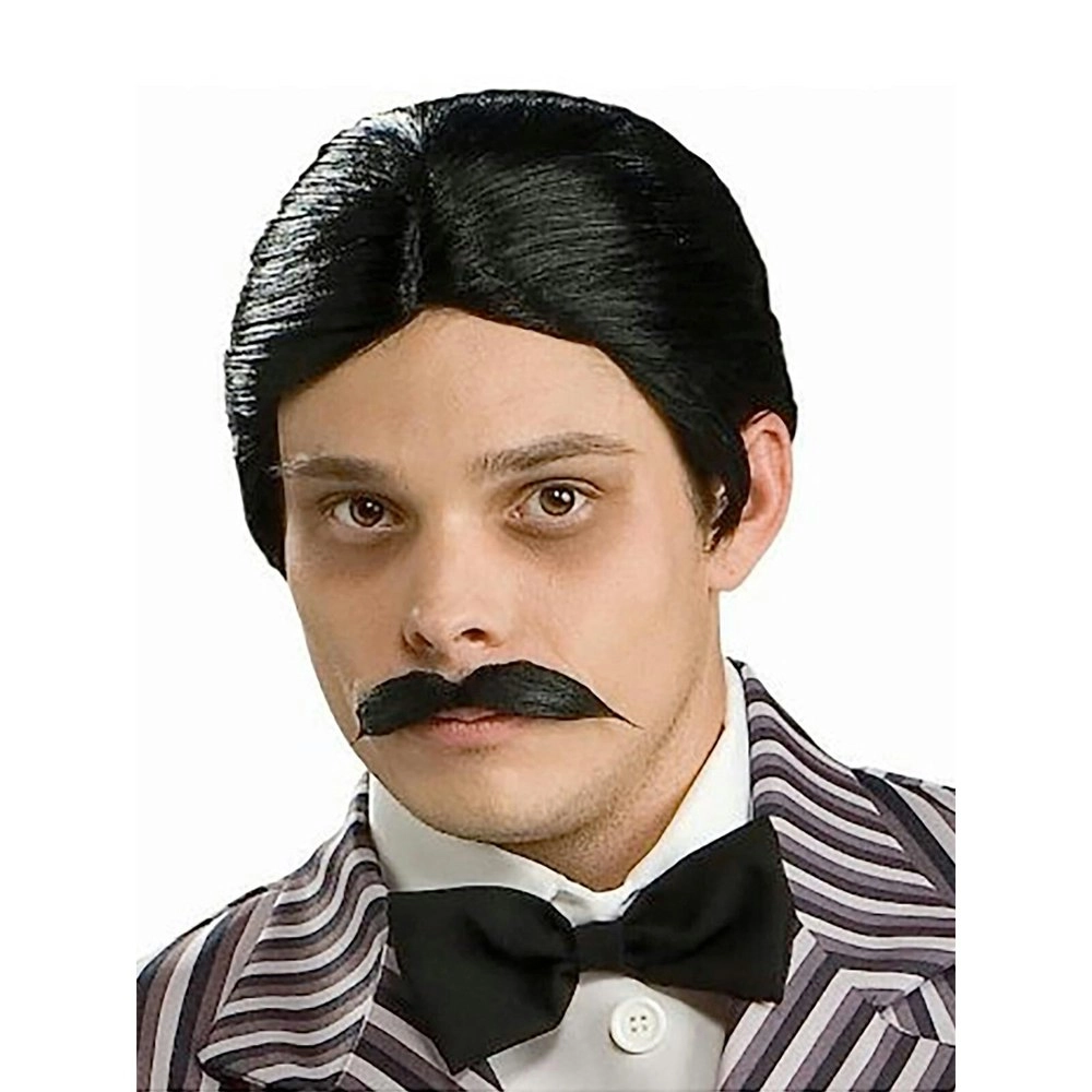 Adams Family Gomez Wig & Moustache Set Adult Halloween Costume Accessory Black