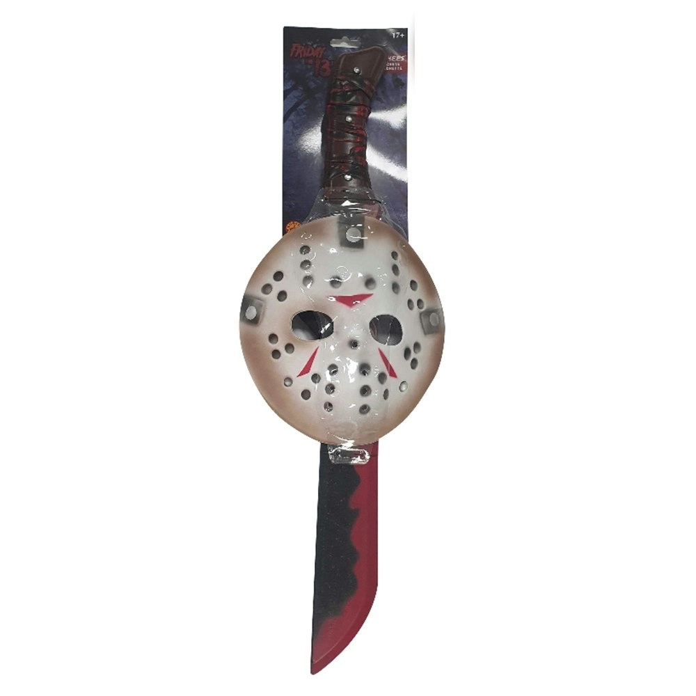 Friday The 13th Jason Hockey Mask & Machete Set Scary Halloween Mens Costume