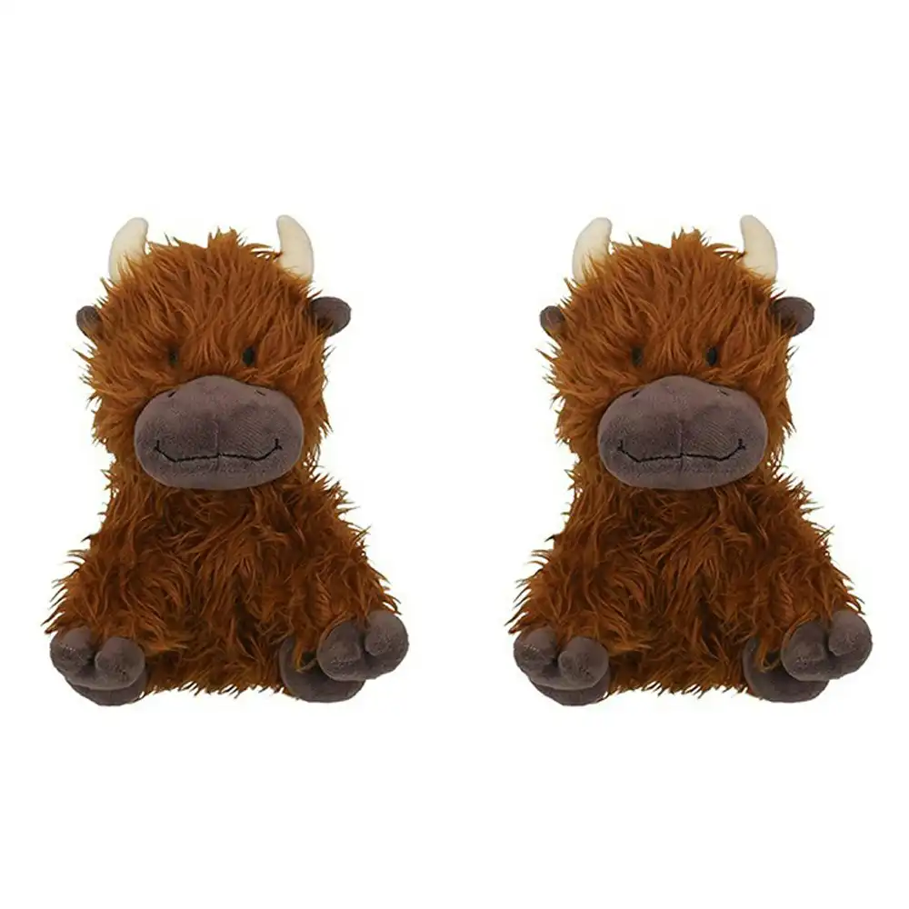 2x Rosewood Tough Rope Core Cow Plush Pet Dog Outdoor Chew Bite Fetch Toy Brown