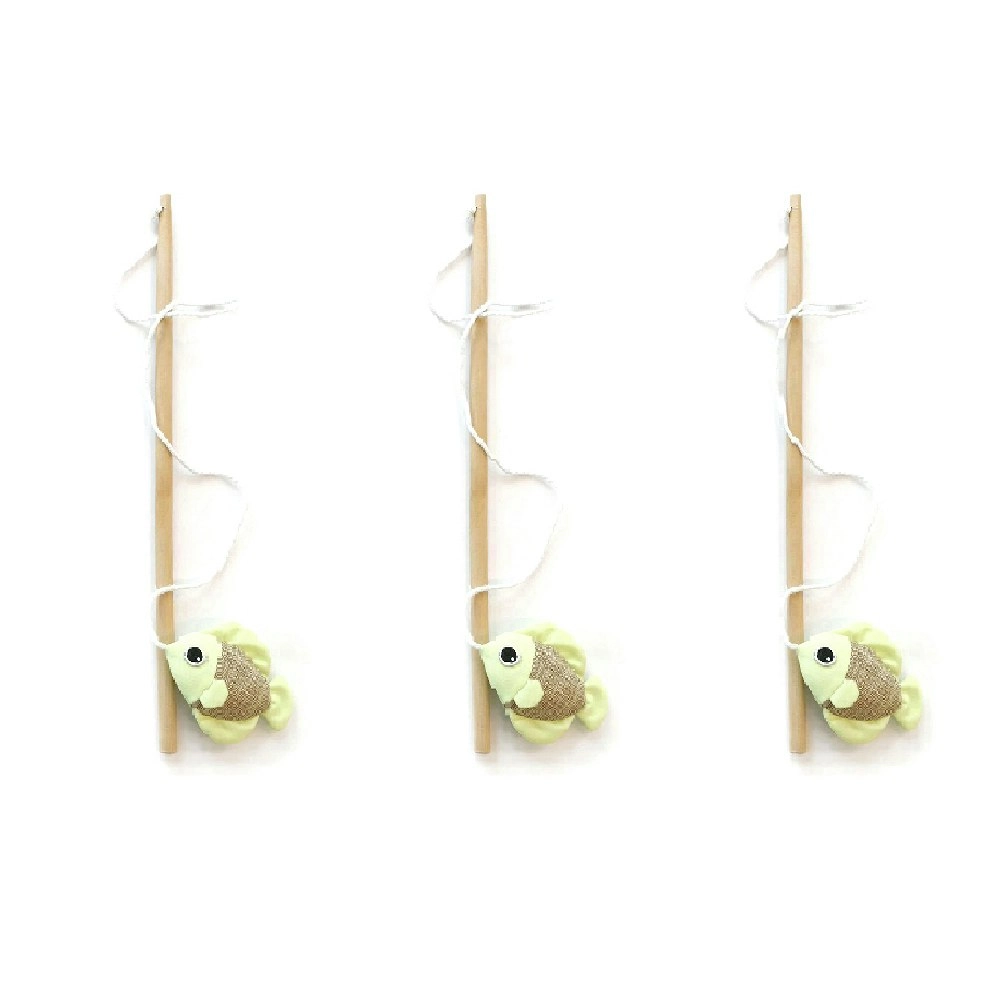 3x M-Pets 35cm Fish Cat/Kitten Pet Wand Interactive Hunting Exercise Toy Rod