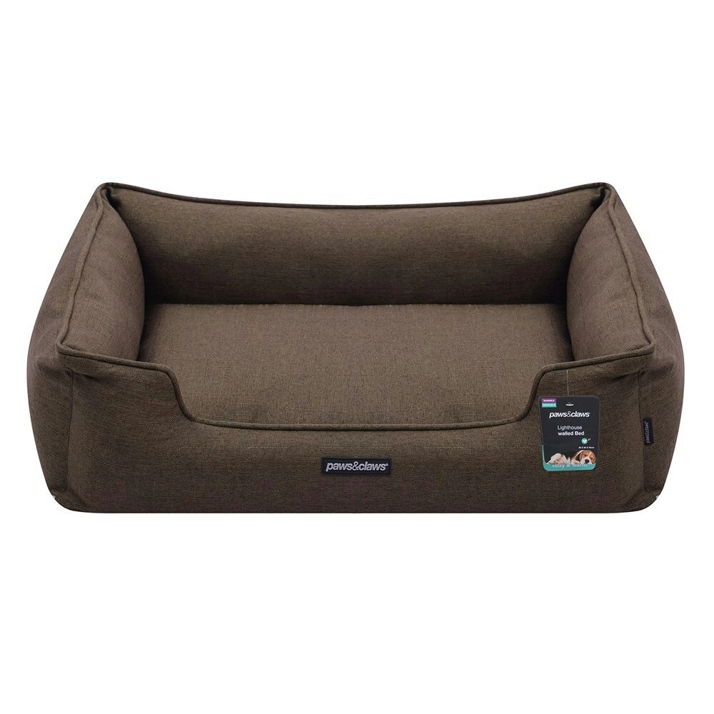 Paws & Claws 80cm Pia Walled Cat/Dog Pet Bed Sleeping Sofa/Cushion Large Brown