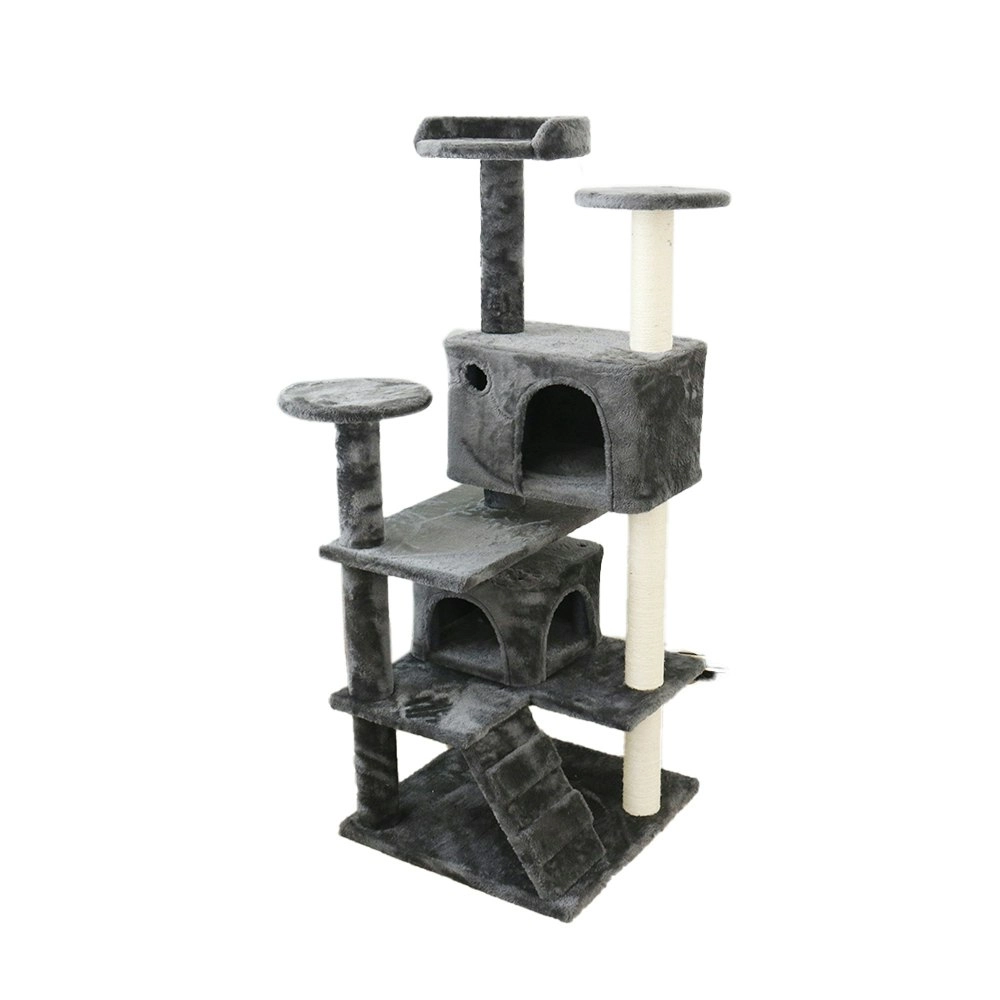 Catio Abstract Deluxe 127cm Chipboard Flannel Cat Scratching Tree Furniture BLK