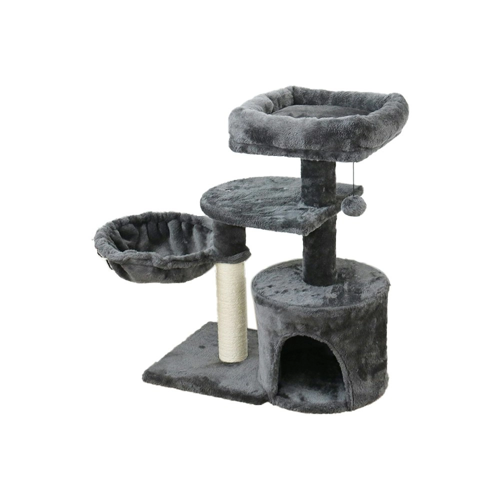 Catio Chipboard Flannel Cat Scratching Tower Cubby Furniture Pet Play Tree Grey