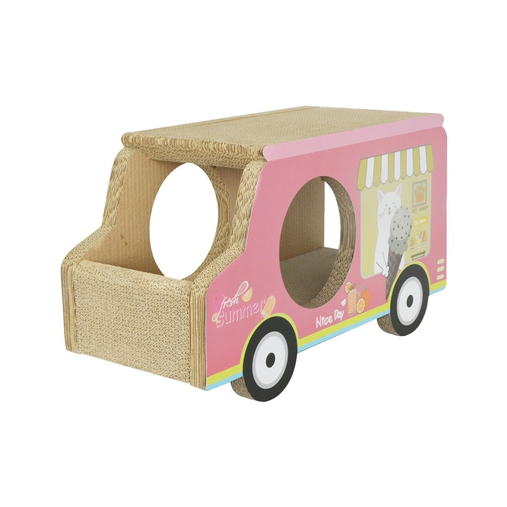 Zodiac Pet Cat 61x35cm Scratcher Ice Cream Van Scratching Furniture House Pink