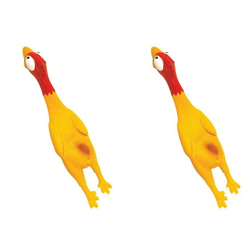 2x Rosewood Jolly Doggy Chicken Large Pet Dog Interactive Fun Fetch Play Toy YLW