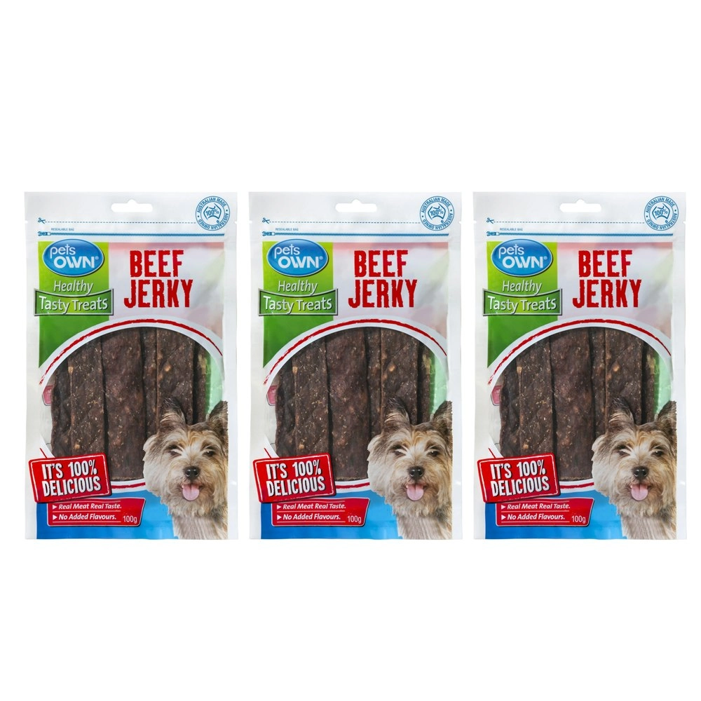 3x Pets Own Healthy Tasty Kangaroo Jerky Dog/Pet Chew/Treats/Snacks/Reward 100gm