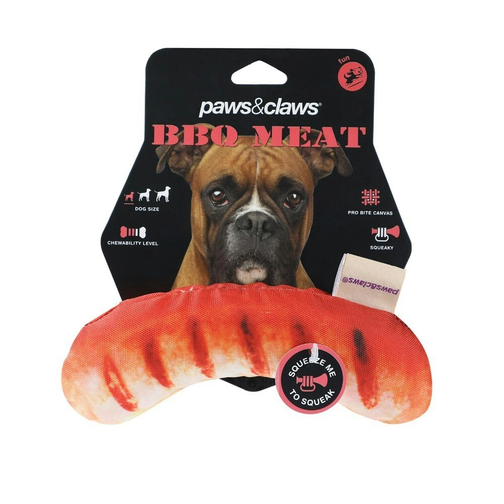 Paws & Claws Feed Me BBQ Sausage Oxford Pet/Dog Play Toy w/ Squeaker 20x5cm