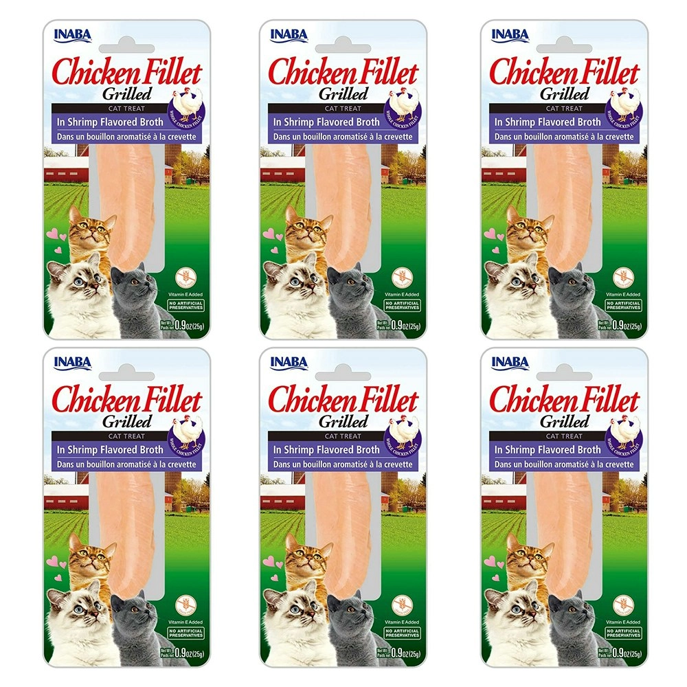 6PK INABA Grilled Chicken Fillet in Shrimp Flavoured Broth Cat Food/Treat Pack