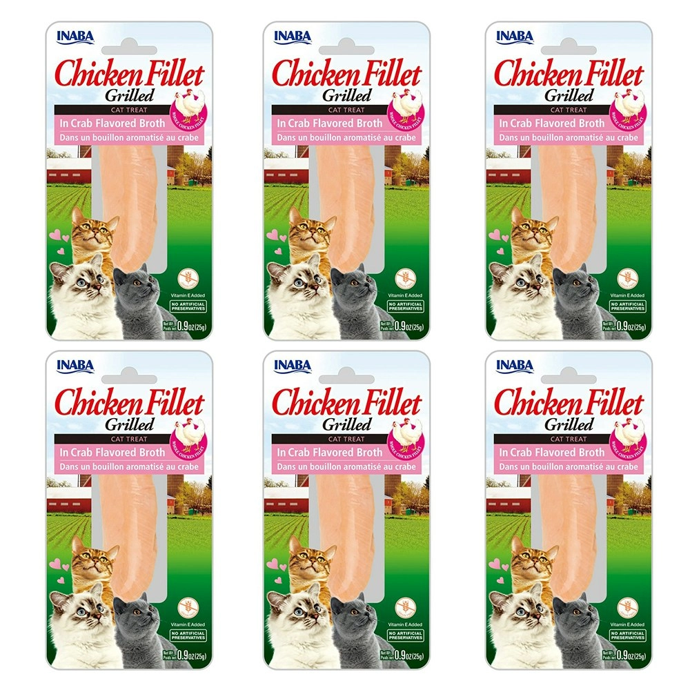 6PK INABA Grilled Chicken Fillet In Crab Flavoured Broth Cat Pet Treat/Food Pack