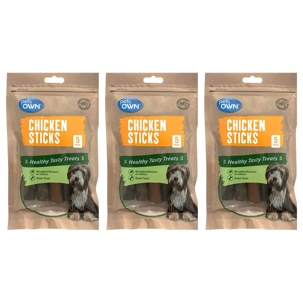 15x Pets Own Chicken Sticks Natural Healthy Pet/Dog Treats/Rewards/Chews/Twist