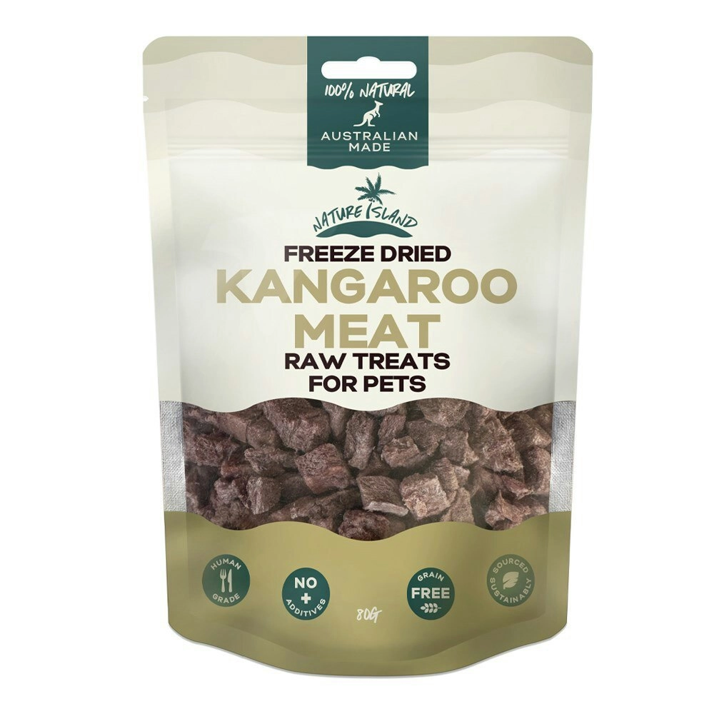 Nature Island Freeze Dried Kangaroo Meat Human Grade 80g Pets Dog/Cat Raw Treats