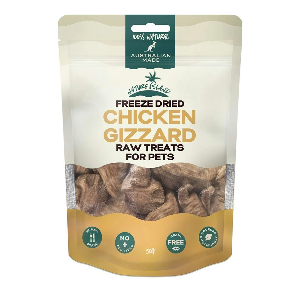 Nature Island Freeze Dried Chicken Gizzard 50g AU Made Pets Dog/Cat Raw Treats